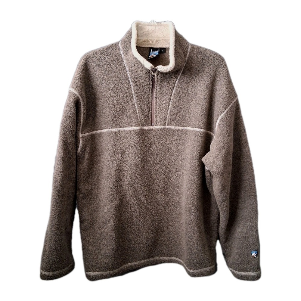 Vintage Kuhl Alpaca Fleece 1/4 Zip Men's Size Large Brown Alfwear Era 90's